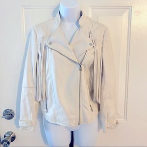 River Island Faux Leather Fringe Jkt sz 8